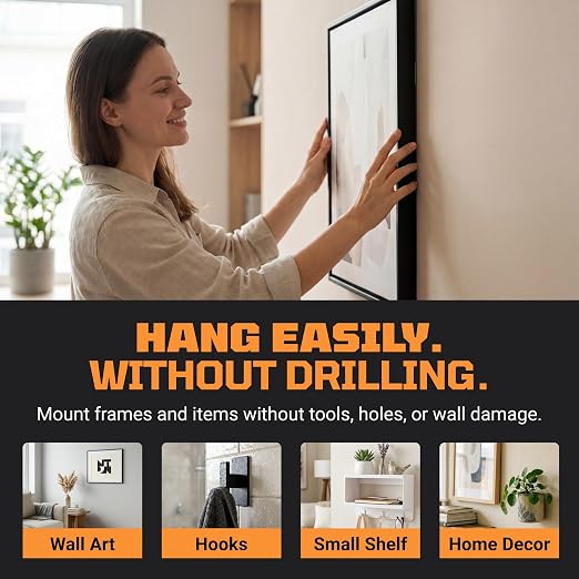 TOOLTROOPERS Wall-Safe Double-Sided Mounting Tape - Heavy-Duty 2-Sided Adhesive Tape - Damage-Free Removal, No Residue - Easy-Peel Liner for Home, Office, DIY, Posters & Signs – 16.4 ft Roll (Black)