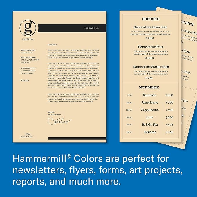 Hammermill Colored Paper, 20 lb Tan Printer Paper, 8.5 x 11 - Made in the USA, Pastel Paper, 102863R - 1 Ream (500 Sheets)