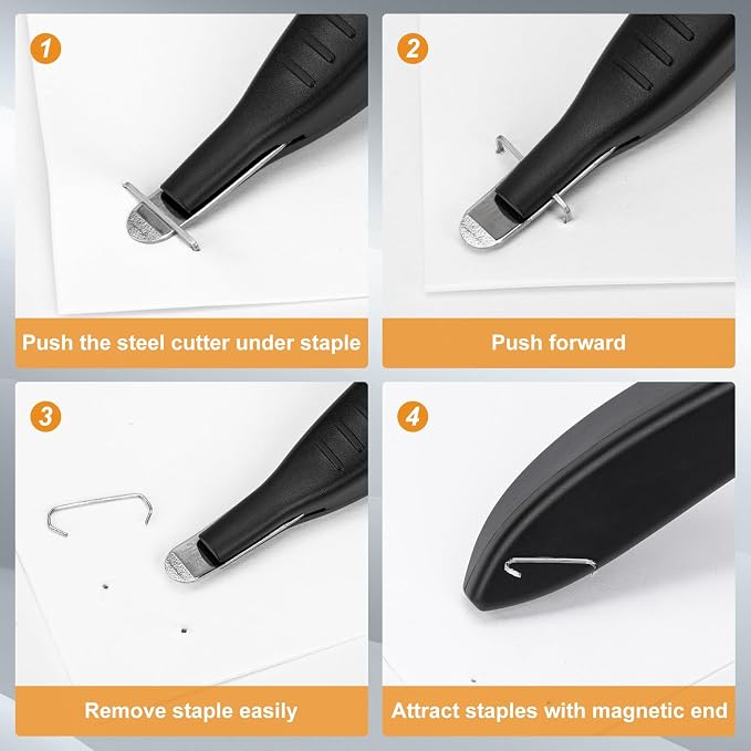 Magnetic Staple Remover 5 Pack, Pen-Shaped Staple Puller | Magnetic Pickup Grabs Staple, No-Tear Staple Removal, for School & Home Office, Black