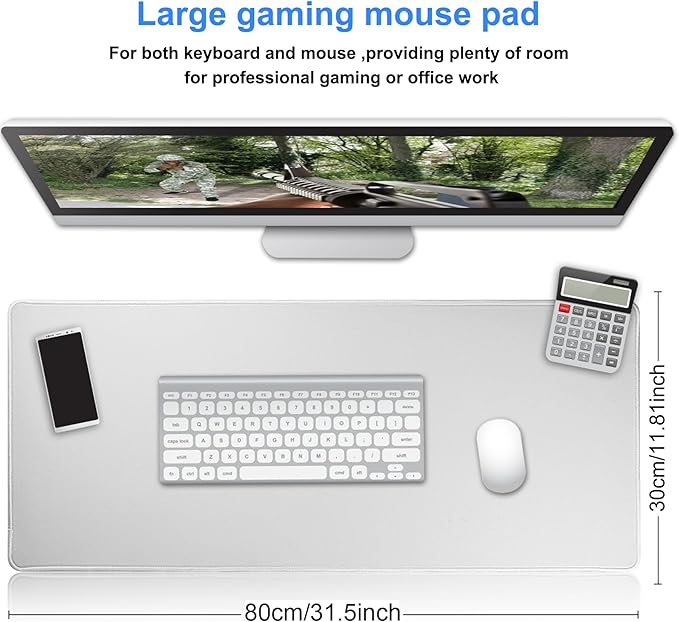 Gaming Mouse Pad,Large Mouse Pad Size 31.5x11.8 Thickness 0.12 inches,Premium-Textured Non-Slip & Waterproof Computer Mousepad with Stitched Edges for Gaming,Office & Home-80x30 Gray007