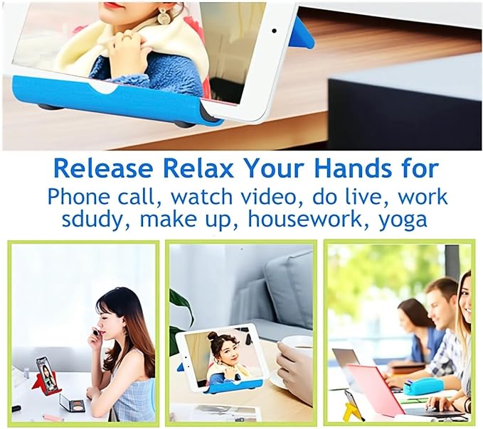 Cell Phone Stand 2 Pack, Desktop Holder for Phones & Tablets (2, Black+Blue)