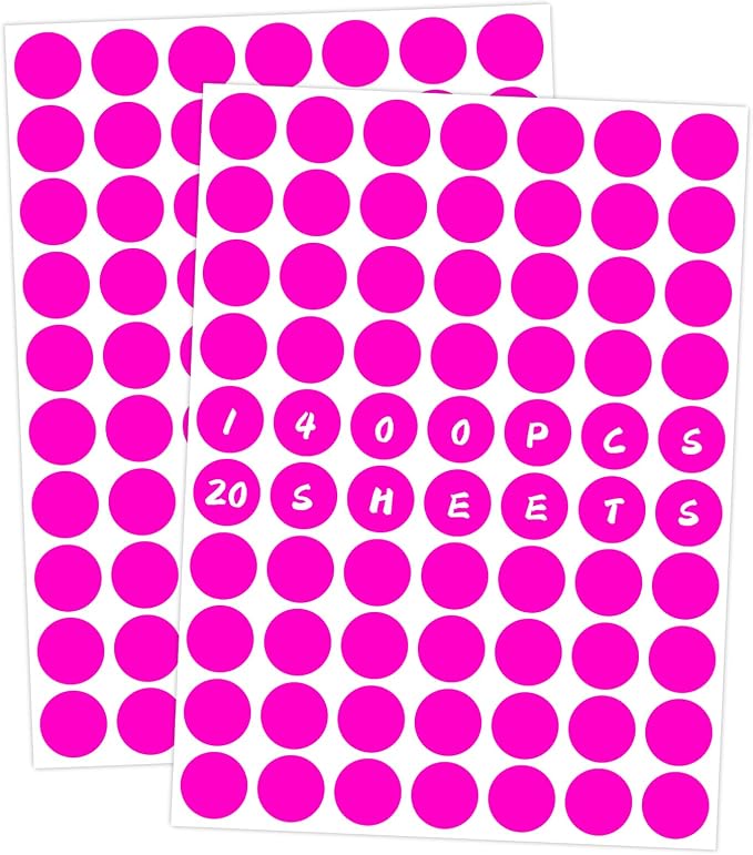 1400 PCS Circle Dot Stickers 3/4" Round Coding Label | Used for manual labor in kindergartens, garage yard price sales, organizing activity color groups,marking spice bottles