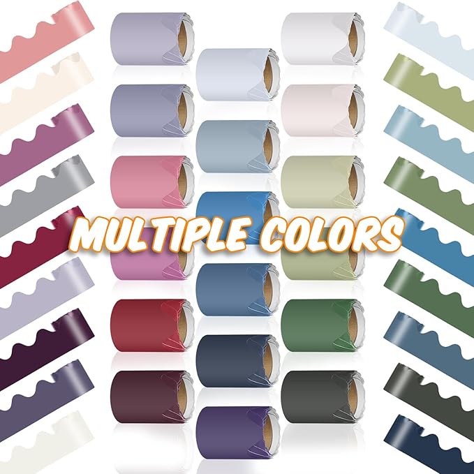 18 Rolls 300 Feet Bulletin Board Borders in 18 Colors, Scalloped Rolled Bulletin Board Trim for Wall Classroom School Office DIY Decoration(Classic Style,Vivid Colors)