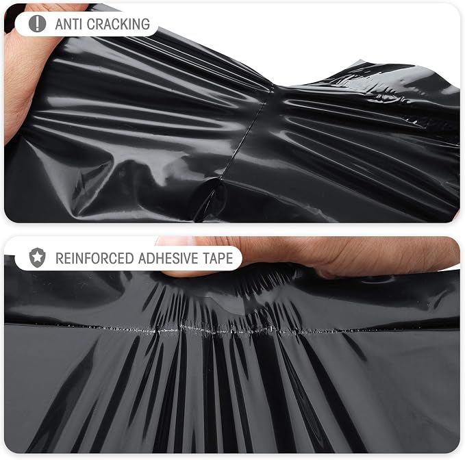 Fuxury Large Poly Mailers 24x24" 300Pcs Bulk Shipping Bags for Cloths Black | Strong Adhesive Shipping Envelopes for Small Business Suppliers,Waterproof Mailers Poly Bags Mailing Envelopes