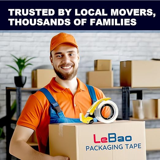 Heavy Duty Packing Tape with Dispenser, 36 Rolls x 1.88 in. x 60 yds. x 2.7 MiL, Strong Hold HD Clear Packaging Tape Secure Sealing for Cardboard, Bubble Wrap, Shipping Supplies, Total 2160 yds.