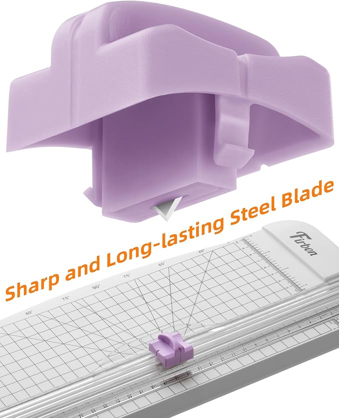 Firbon 5 Piece Purple Refill Blades for Paper Cutter, Spring-Loaded Safeguard Design Replacement Blade for Paper Trimmers