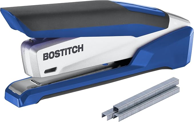 Bostitch Office InPower Spring-Powered Premium Desktop Stapler - One Finger, No Effort, Blue/Silver (1118) (Pack of 5)