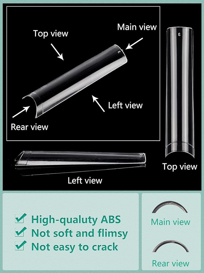 LIONVISON 3XL Square Nail Tips: Individual Size 3 4 5 6 Nail Tips | 200PCS No C Curve XXXL Extra Long - Half Cover Straight Tapered Square Nails Tip 4 Mostly Used Sizes for Home DIY