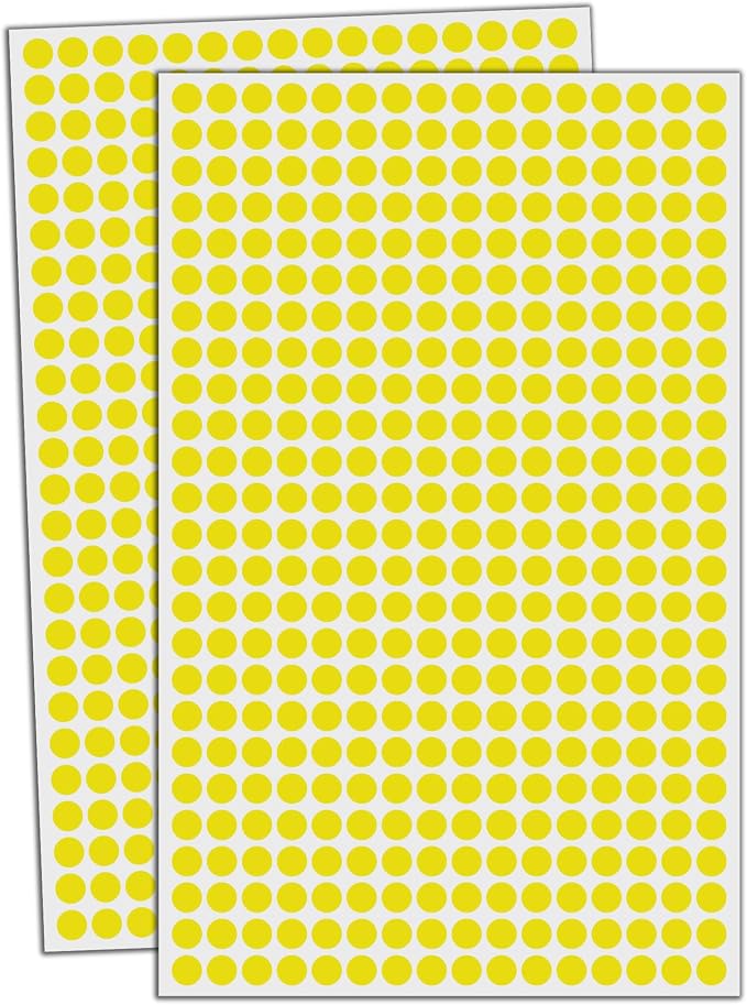 6000 Pack - 1/4" Small Dot Stickers Round Circle Labels - Yellow