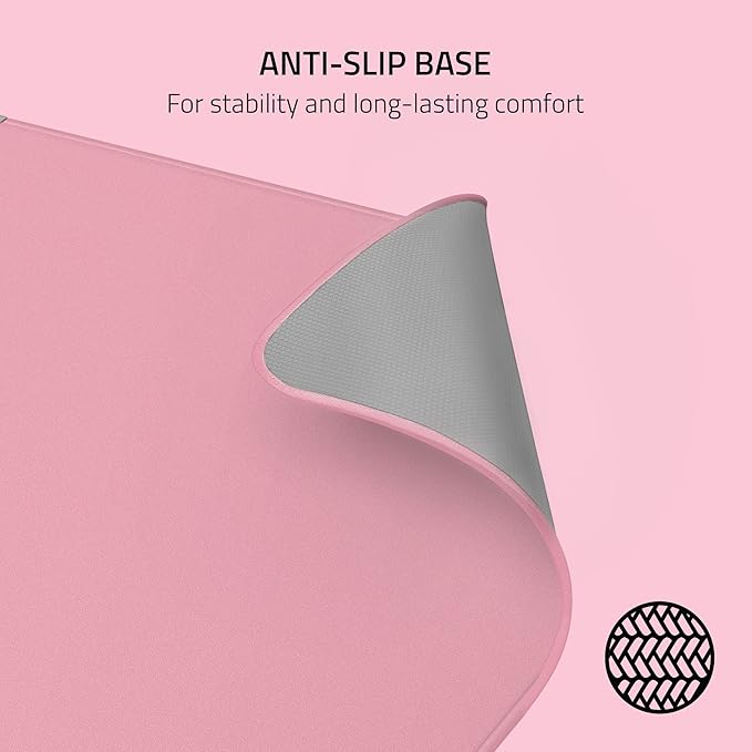 Razer Strider Hybrid Mouse Mat with a Soft Base & Smooth Glide: Firm Gliding Surface - Anti-Slip Base - Rollable & Portable - Anti-Fraying Stitched Edges - Water-Resistant - Large - Quartz Pink