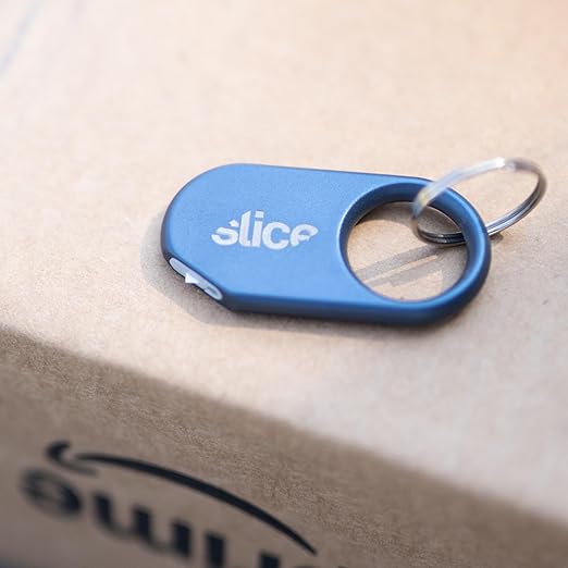 Slice Slicer Pro Box Cutter | Ceramic Keychain Knife and Heavy Duty Micro Cutter | Lasts 11x Longer than Metal | Titanium Blue
