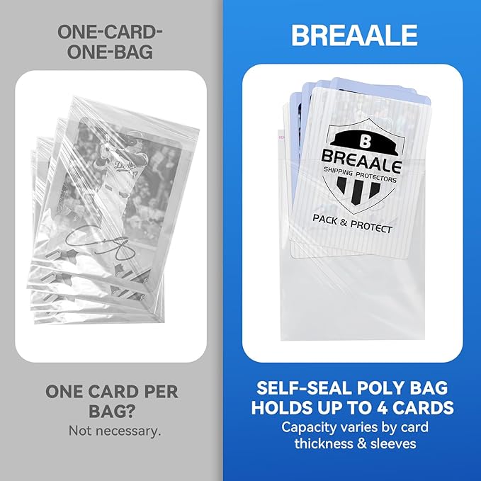 Trading Card Shipping Kit, Includes 100 3.5" x 4.5" Card Shipping Protectors, 50 Envelope Bubble Mailers, 50 Self-Seal Poly Bags, 20M Painter’s Tape for Raw Cards, Toploaders & TCG Singles