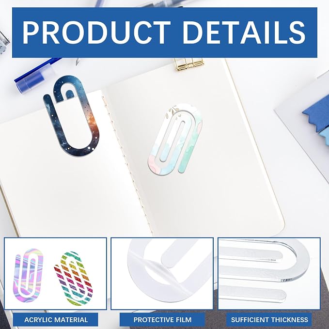 36PCS 4" x 2" Bulk Acrylic Sublimation Paper Clip Blanks Jumbo for Bookmarks Business Card Holders Envelope Holders Photo Album Clip Card Sublimation Giant Acrylic Paper Clips (36PCS)