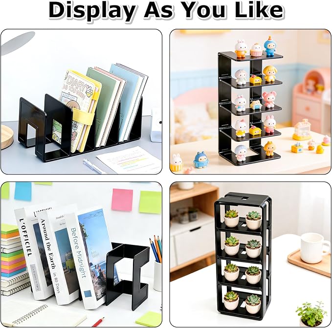 SAYEEC Acrylic File Holder, Black File Sorter Desk File Organizer, Sturdy Desktop File Folder Organizer Rack for Envelopes Mail Letter Paper Notebook Electronics Office Supplies (4 Sections, 4 Pack)