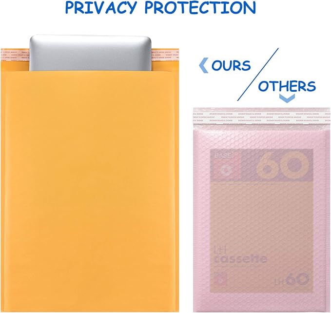 Pacific Mailer Bubble Mailer #000 Kraft Bubble Mailers Strong Adhesion Padded Envelopes Packaging for Small Business [4.75"x7" (Usable Size 4"x7"), Pack of 50]