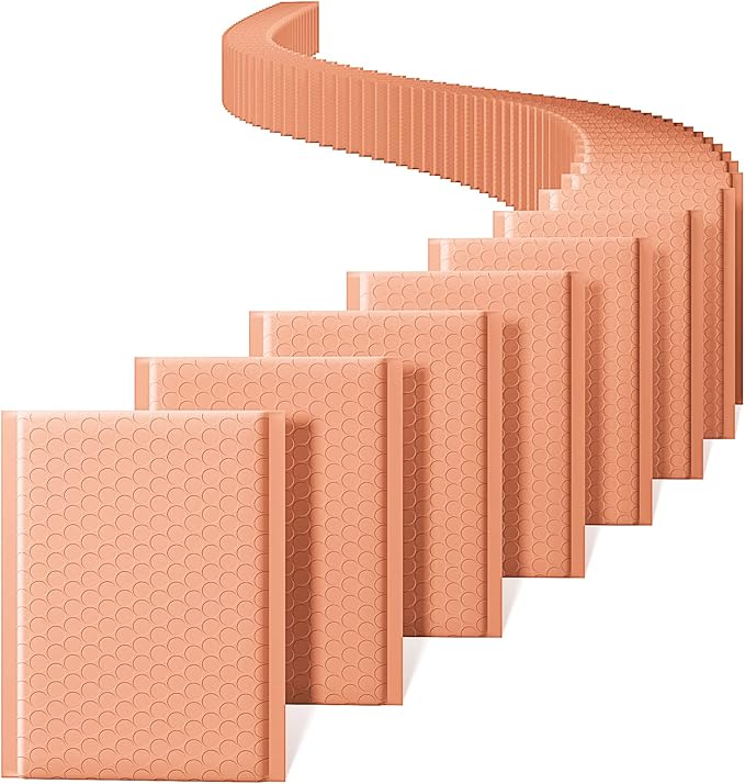 Metronic 6x10 Bubble Mailer 100 Pack Usable Size 6x9" Self-Seal Bubble Mailers Opaque Padded Envelopes Cushioning Mailers for Shipping Jewelry Makeup Supplies Peach