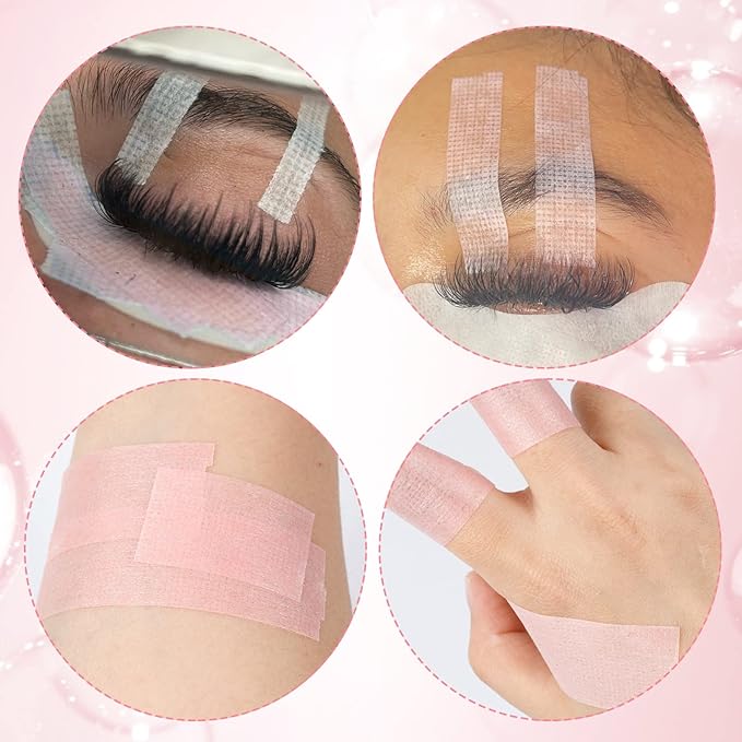 G2PLUS Eyelash Tape, 2 Rolls Silicone Gel Makeup Tapes, 1" x 8 Yards Pink Lash Tape, Micropore Eyelash Extension Tapes for Lift and Makeup