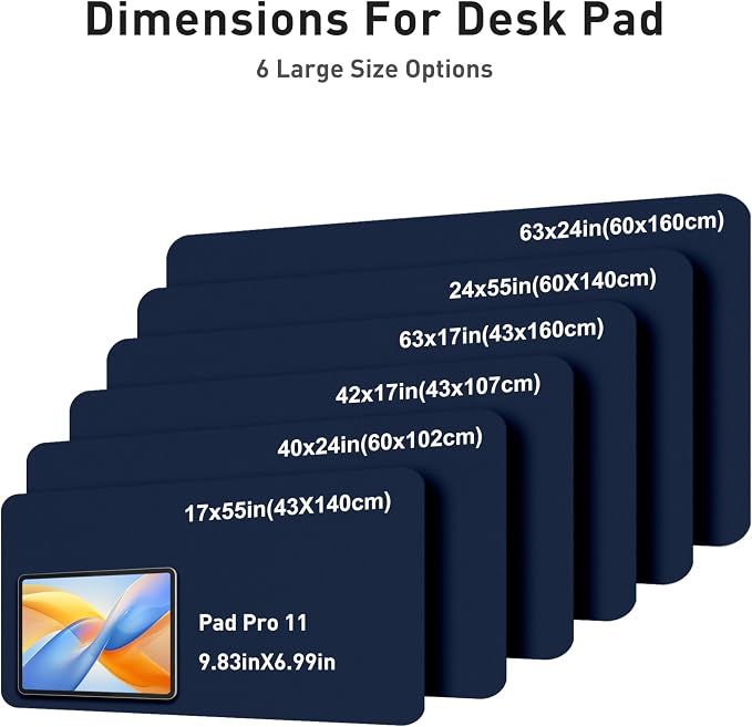 Aothia Faux Leather Desk Mat - Large Mouse Pad, Non-Slip PU Leather Blotter, Waterproof Writing Surface for Office and Home (Dark Blue, 42" x 17")