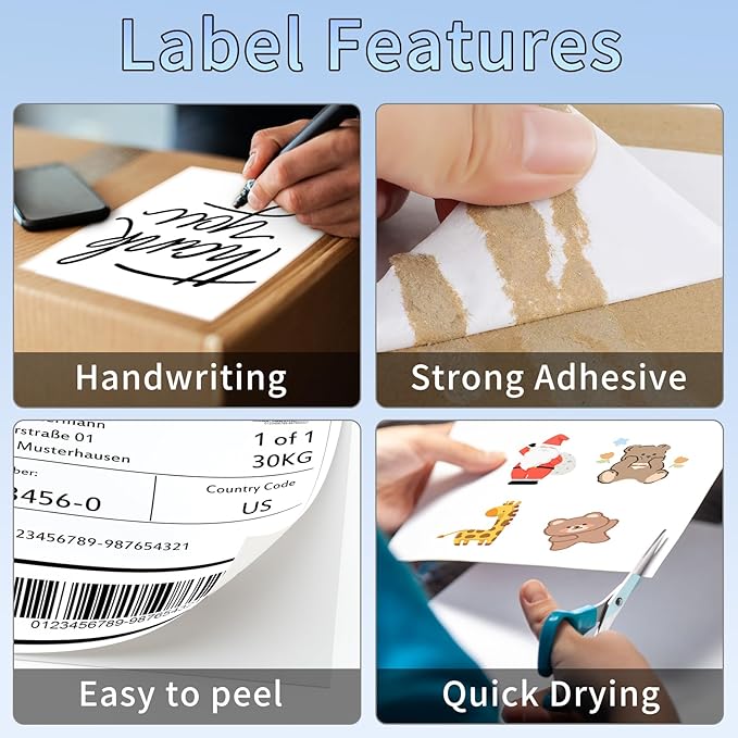 Full Sheet Sticker Paper, Full Page Sticker Labels 8.5” x 11”, Shipping Labels for Laser&Inkjet Printers, 8.5” x 11” Adhesive Shipping Label Stickers, 100 Labels.