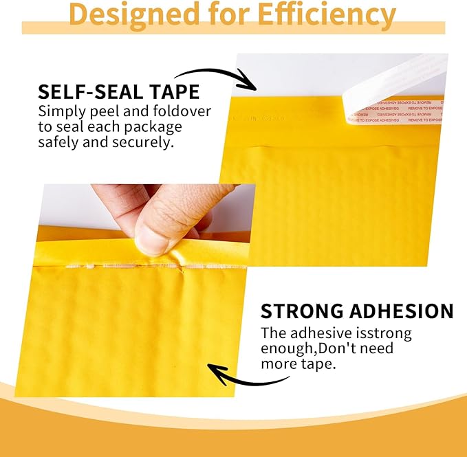 Small Padded Envelopes 4×8' Inch 50 Pack padded mailers Self-Sealing Paper Envelopes for Shipping,Mailing,Packaging,Strong Adhesion Envelope Mailers