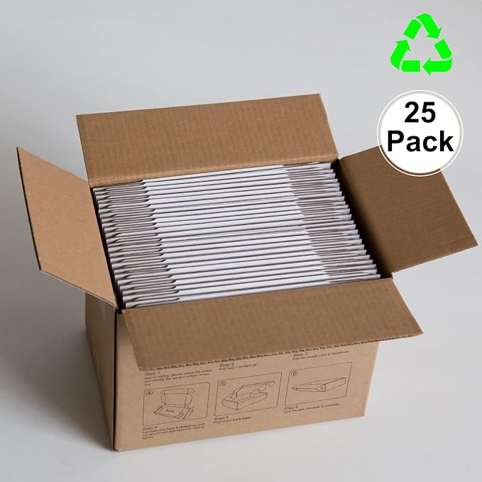 6x6x2 Inches Shipping Boxes Pack of 25, White Corrugated Cardboard Boxes for Small Bussiness