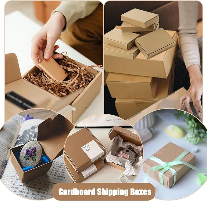 100 Pcs 6 X 4 X 1.6 Inches Shipping Boxes Corrugated Cardboard Boxes Mailing Packaging Boxes for Packing Moving Storage Small Items Small Shipping Mailer Box