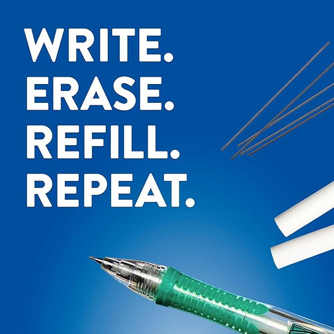Paper Mate Clearpoint Mechanical Pencils, 0.7mm Color Lead, Erasable, Refillable, 6 Count - Vibrant Colors, Comfortable Grip, Fun Office Supplies