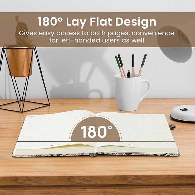 Dotted Journal Notebook for Women & Men, Hardcover Leather Journal for Writing, A5 Dotted Journaling Notebook for Work & Sketching, Perfect for Office School Home Supplies, 160 Pages, Magical Forest