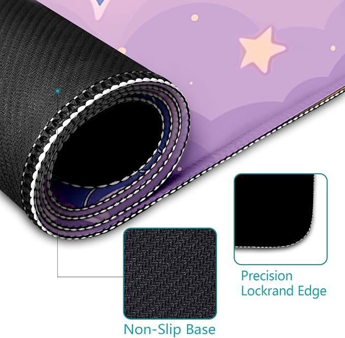 LIMKRIAN Purple Cloud Mouse Pad Kawaii Large Desk Mat, 31.5x11.8 in | Stitched Edges, Non-Slip, Mouse Pads for Gaming Computer Laptop, Desk Matt for Desktop, Cute Office Desk Accessories