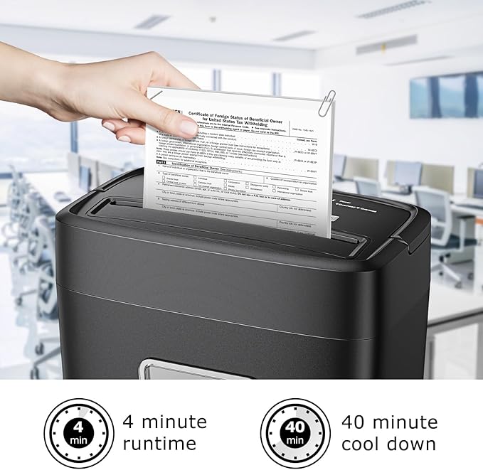 Bonsaii Paper Shredder, 8-Sheet Crosscut Shredder with 4.2 Gallon Bin Shred Credit Card/Mail/Staple/Clip for Home Office, P-4 Security Level (C261-C)