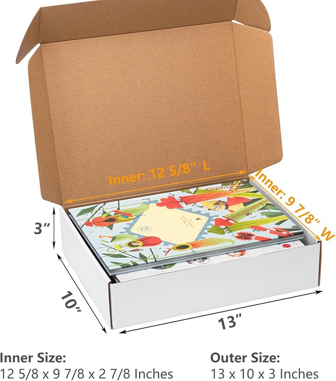 Timirog Shipping Boxes 13x10x3 Inches 20 Pack White Corrugated Cardboard Mailing Box for Small Business, Tab Locking Literature Mailer Packaging Supplies for Packing Book Gifts Craft | Mailing Box for Small Business, Tab Locking Literature Mailer Packa...