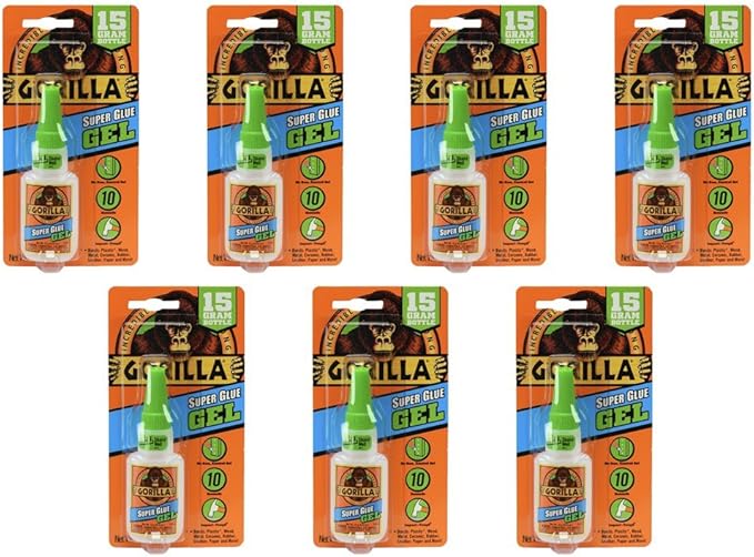 Gorilla Super Glue Gel, 15 Gram, Clear, (Pack of 7)