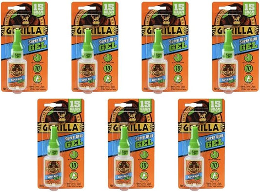 Gorilla Super Glue Gel, 15 Gram, Clear, (Pack of 7)