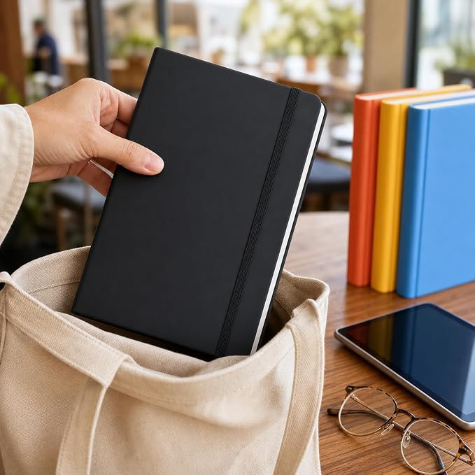 Hardcover-Journal-Notebooks, A5 Lined Journals Notebook for Writing 200 Pages, 8.2 x 5.5 inch, Classic Ruled Notebooks for Work/Travel/College (Light Blue - 6 Pack)