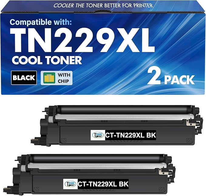 TN229XL TN229 Black TN229XLBK TN229BK Toner Cartridges MFC-L3780CDW 2 Pack | Compatible for Brother TN 229XLBK 229BK HL-L3220CDW HL-L3280CDW MFC-L3720CDW HL-L3300CDW HL-L3295CDW MFC-L3765CDW Printer