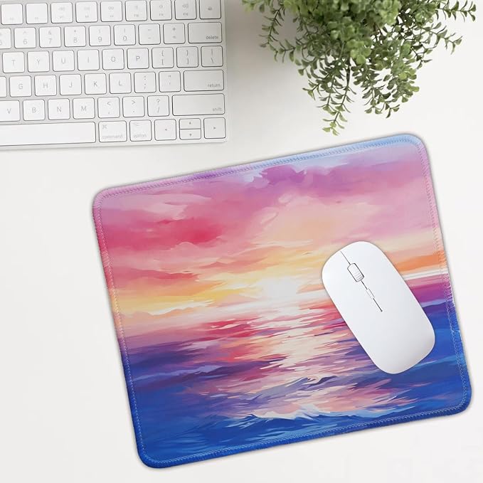Mouse Pad for Desk with Stitched Edge, Premium Cute Washable Mouse Pads. Computer Mousepad with Non-Slip Rubber Base, Mousepads for Laptop, 9.25x7.75x0.12 inch (Sunset Glow)