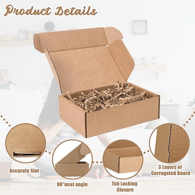 100 Pcs 6 X 4 X 1.6 Inches Shipping Boxes Corrugated Cardboard Boxes Mailing Packaging Boxes for Packing Moving Storage Small Items Small Shipping Mailer Box