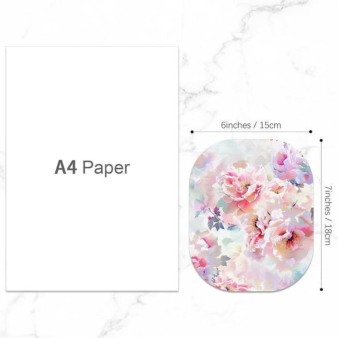 Small Mouse Pad, 6 x 7 Inch, Oval Mini Mouse Pad with Non-Slip Rubber Base for Laptop Wireless Mouse Keyboard Tray Mousepad, Floral Pattern