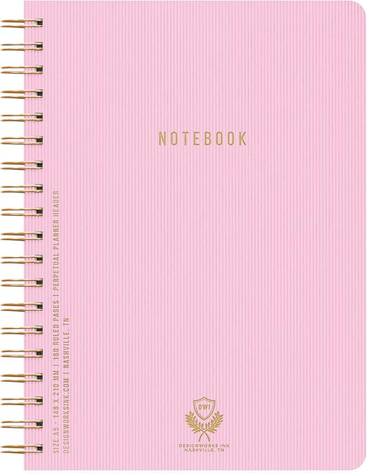 DesignWorks Ink Textured Paper Twin Wire Notebook, Daily Planner & Soft Cover Writing Journal, 160 Lined Perforated Pages, Small Spiral Notebook for Work & Journaling, 6 x 8.25 in, Lilac