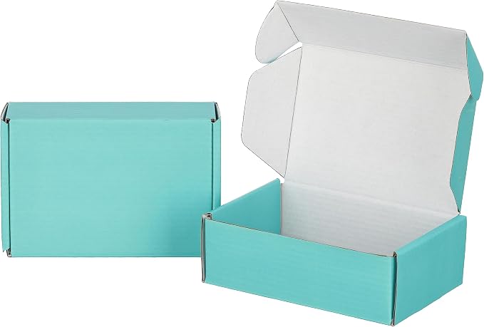 100 Pack 6x4x2 inches Shipping Boxes Teal, Corrugated Small Cardboard Boxes for Mailing Packing