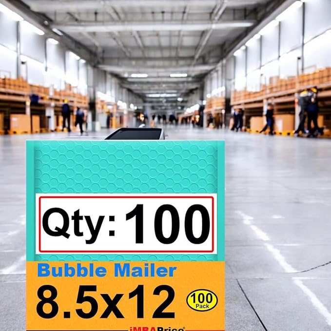 iMBAPrice 100-Pack #2 (8.5" x 12") Premium Hot Teal Color Self Seal Poly Bubble Mailers Padded Shipping Envelopes (Total 100 Bags)
