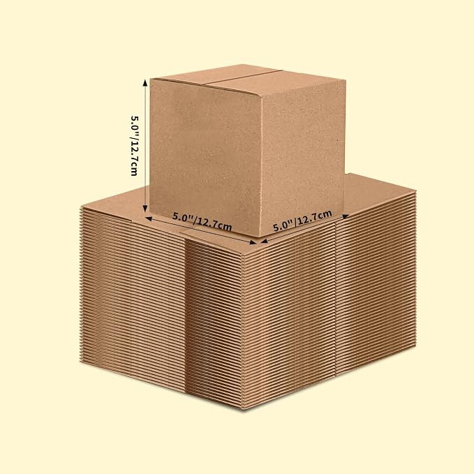 Edenseelake 50 Pack 5x5x5 inches Shipping Boxes Corrugated Cardboard Boxes for Packing, Moving, Mailing, Brown
