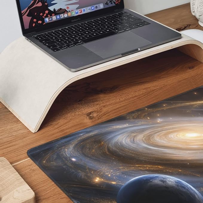 XXL Gaming Mouse Pad 35.4x15.7 Inch, Large Extended Desk Mat | Galaxy Space Design, Non-Slip Rubber Base, Water-Resistant Surface and Stitched Edges for Gaming, Office & Home