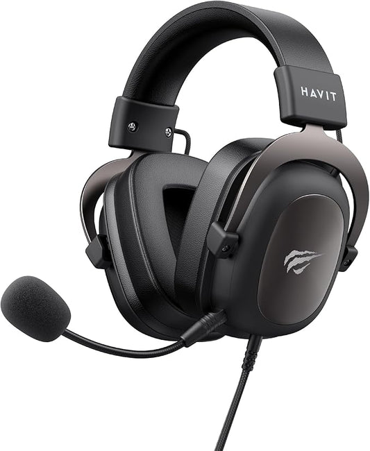 havit H2002d Gaming Headsets for PS4,PC, 53MM Drivers Surround Sound PS5 Headset with Mic Gaming Headphones with Mic Durable Aluminum Frame Valentines Gifts for Men