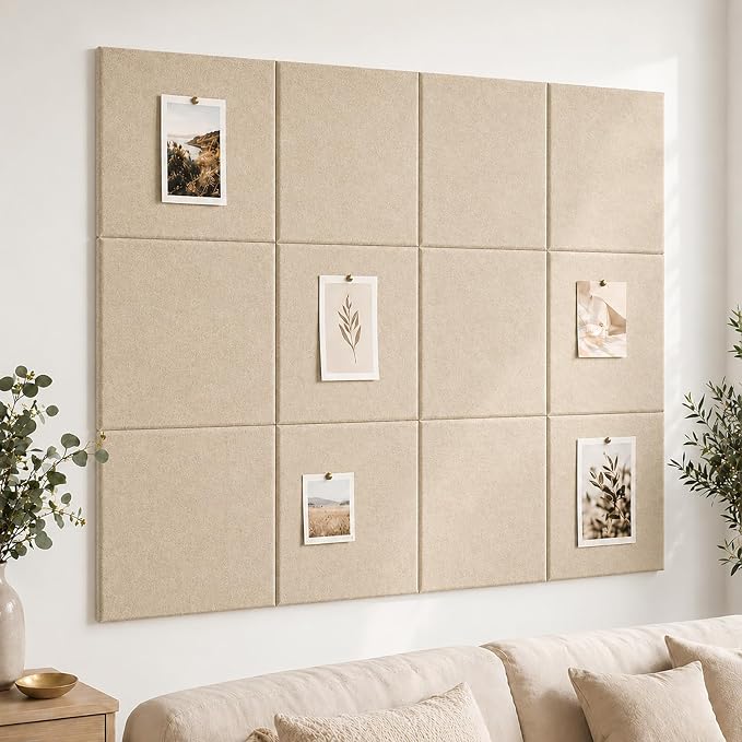 Felt Bulletin Board Tiles, Large Cork Board Alternative,24 x 36 in | 0.35 in modular felt wall tiles for notes, photos, schedules, reminders in offices, classrooms, home and office workspaces