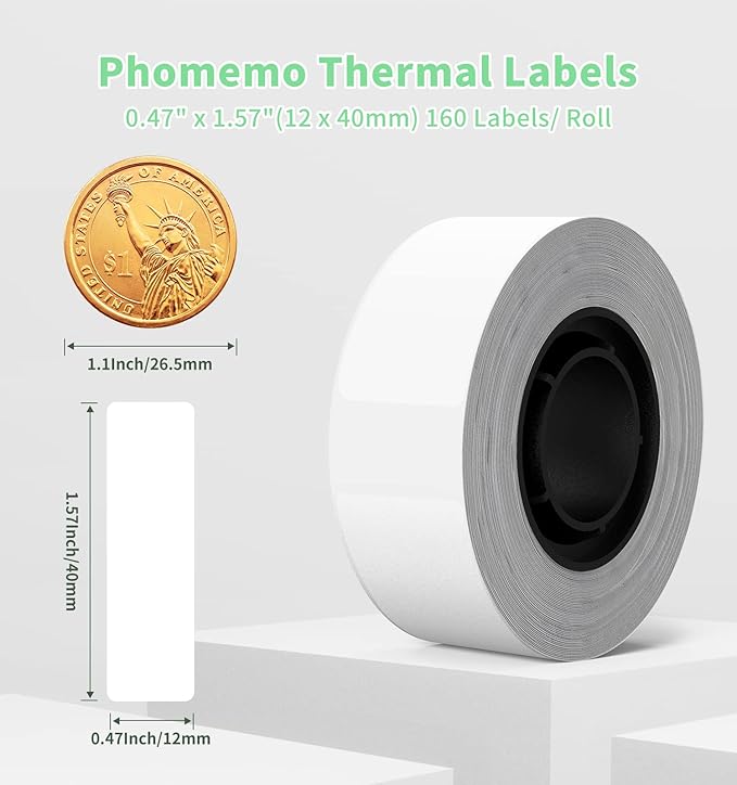 D30 Labels,3 Roll Phomemo Label (0.47'' x 1.57''), Self-Adhesive Thermal Stickers for D30, for Name,School Supplies,Bottles, Jars, Cables, Daycare,Lunch Boxes