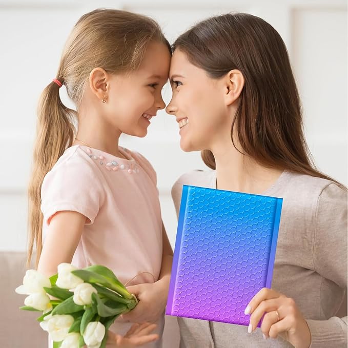 Fuxury Cute Design Bubble Mailers 6x10" 600 Pack Opaque Padded Envelopes Usable Size 6x9" Self Seal Pattern Bubble Shipping Envelopes for Mailing Jewelry Makeup Cards #0 Thick Padded Mailer BluePurple