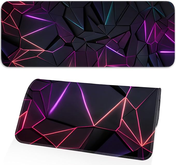 Stylish Geometric Design Gaming Mouse pad, Non-Slip Rubber Base, Stitched Edges, 31.5x11.8 inch Large Mouse pad, Suitable for Gaming and Desk Pads