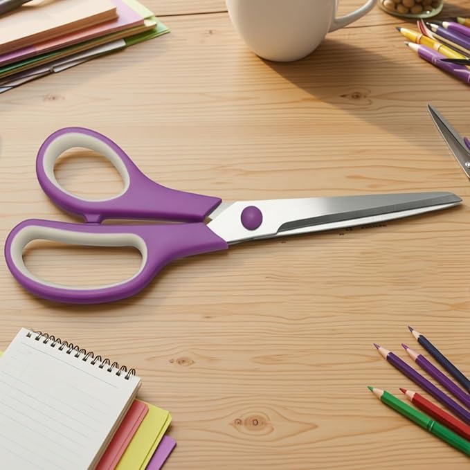 Purple Scissors for Office School Home Craft Sewing Fabric, All Purpose Scissors 8 Inch (1 Pack)