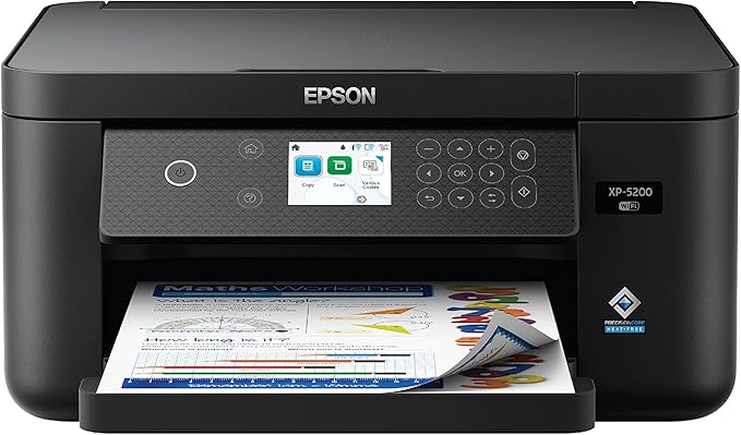 Epson Expression Home XP-5200 Wireless Color All-in-One Printer with Scan Copy, Automatic 2-Sided Printing, Borderless Photos, 150-Sheet Paper Tray and 2.4" Colorfull Display - Black